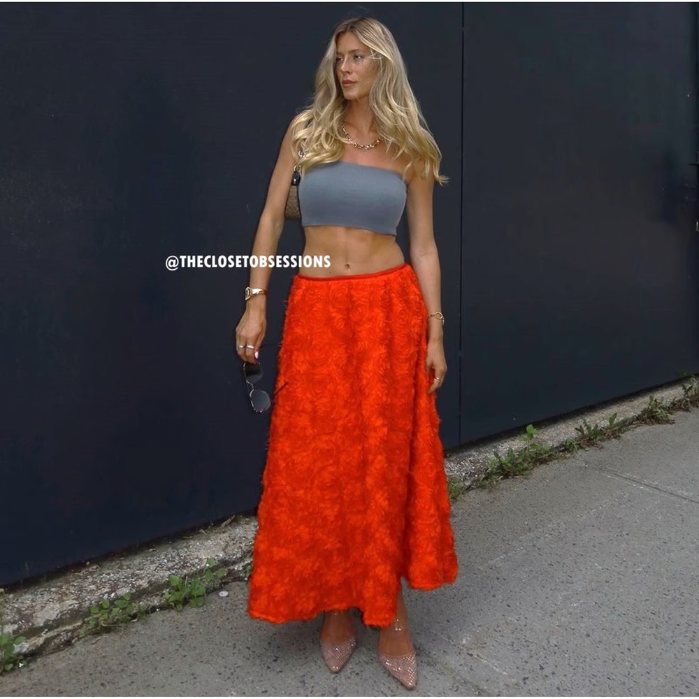 ZARA LONG TEXTURED SKIRT